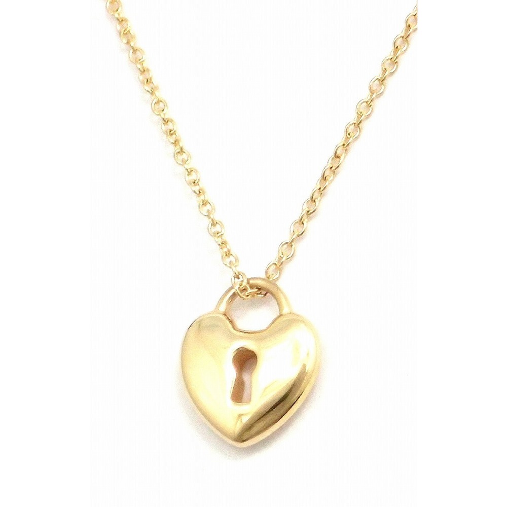 Tiffany Heart Lock Yellow Gold Pendant Necklace